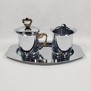 VINTAGE KROMEX CREAMER AND COVERED SUGAR BOWL SET